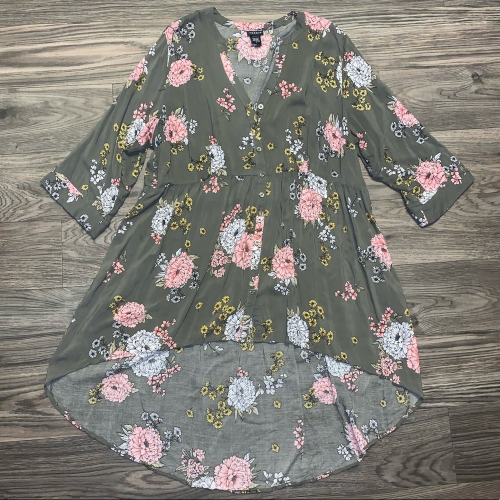 Forest green wildflower babydoll tunic!